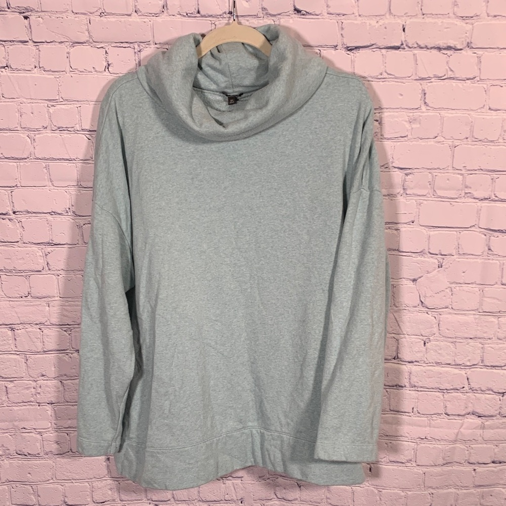 Talbots Womens Cowl Neck Pull Over Sweatshirt Blue Size 3X Casual Comfy